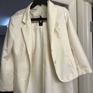 Cream 2-piece suit, blazer & skirt
